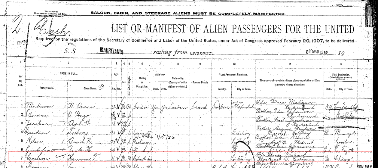 passenger list, line 7