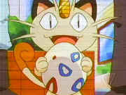 Image-Meowth holding Togepi's egg