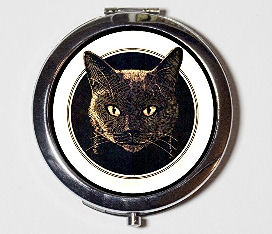 black cat compact mirror