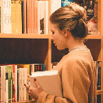 girl in library