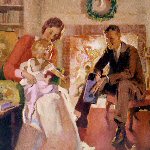 parents and child at Christmas