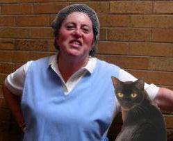 cat with lunch lady