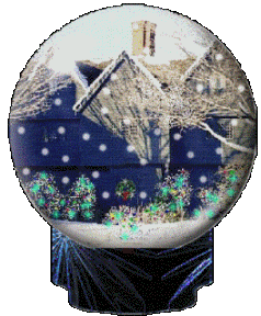 saltbox in snow globe