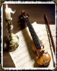 candle, instrument and sheet music