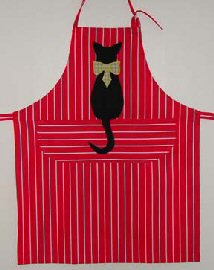 apron with black cat on it