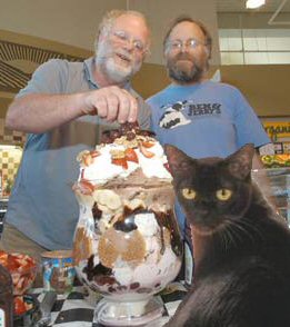 cat with Ben and Jerry huge sundae