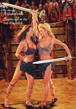 "Gladiator" remade with Playboy Playmates in the leads and a Russian cast and crew--yes, Roger Corman is at again, in one of his best movies of the past ten years, The Arena.