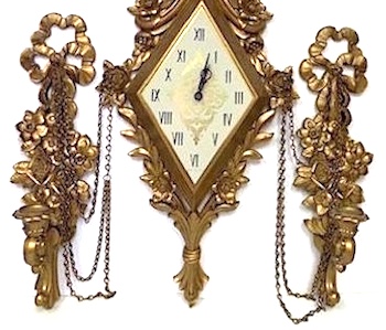 Wall Syroco Gold Clock and Sconces Set