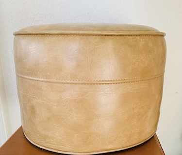 1960s Naughyde Vinyl Footstool Caramel Hassock