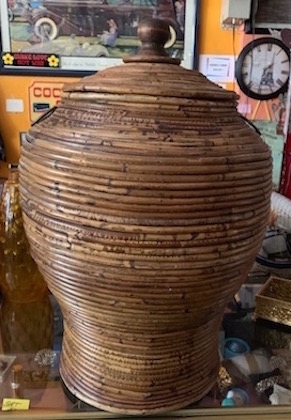 Vintage Dark Brown Pencil Lidded Basket