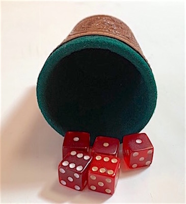 Vintage Leather Hand Tooled Dice Cup