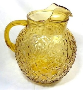 Vintage Amber Anchor Hocking Lido Milano Juice Ball Pitcher