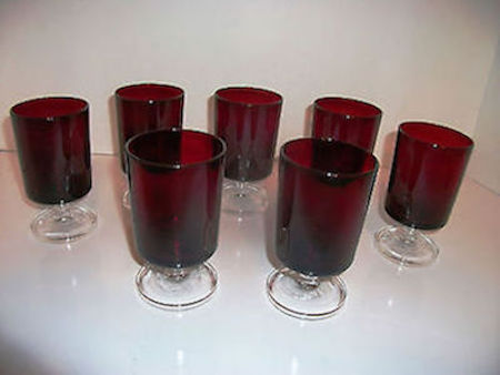 Arcoroc Cavalier Of France Modernist Garnet Wine Goblets 