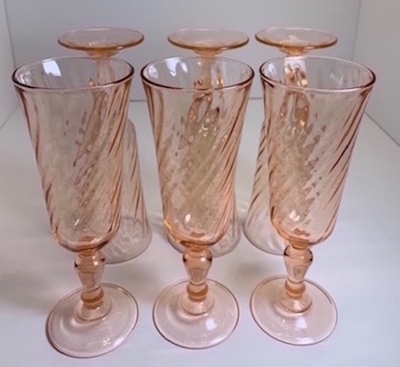 Arcoroc Rosaline Pink Swirl Champagne Flutes