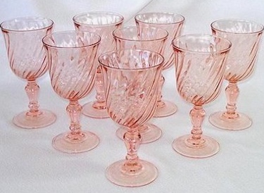 Arcoroc Rosaline Pink Swirl Water Goblets