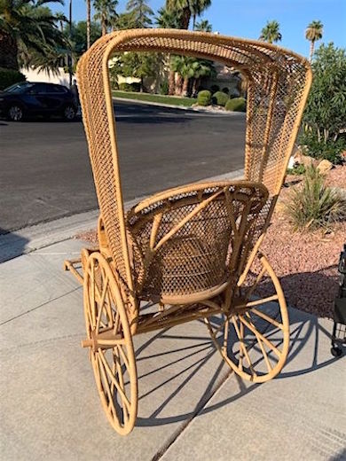 Vintage Japanese Bamboo & Wicker Rickshaw