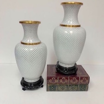 Fishscale White Cloisonne Vase