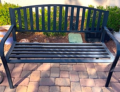 Slats Black Metal Outdoor Bench