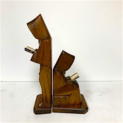 Wooden Monks Bookends