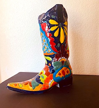 Talavera Mexican Pottery Colorful Cowboy Boot