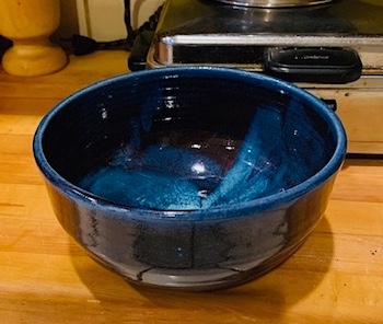 Glazed Pottery Bowl in Storm Blue