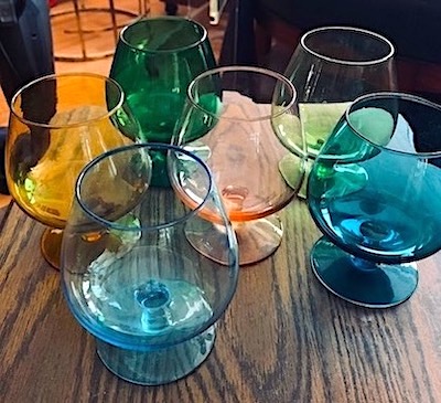 Vintage Multicolor Cognac Glasses