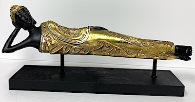 Shaifali Black and Gold Sleeping Lord Buddha For Decoration