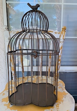 Vintage Small Rustic Wood Cage Pagoda Dome 