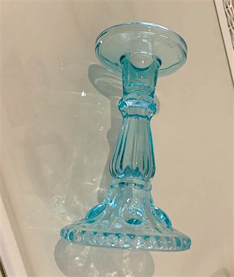 Aqua Blue Glass Candle Holder