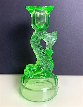 Vaseline Glass Koi Fish Candle Holder