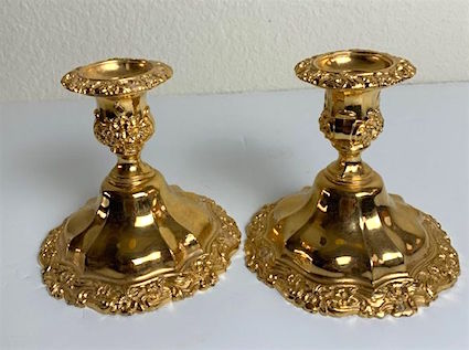 Set of 2 Gold Table Candle Holderst