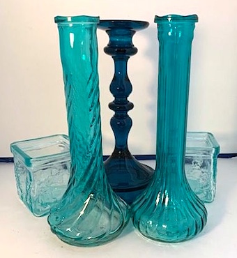 Teal Green Glass Votive Candle Holder