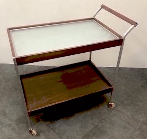 Mid Century Salton Food Hot Tray Warming Cart with Teak Wood Handles, 1960s