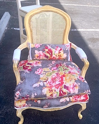 Trashy Shabby Bohemian Arm Chair Greys Florals