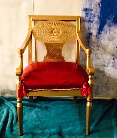 Side Gold Chair with Red Cushion