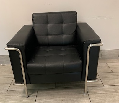 Contemporary Black Faux Leather Chair with Encasing Frame