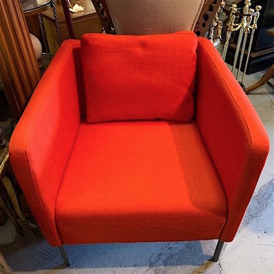 Retro MCM Style Orange Fabric Arm Chair