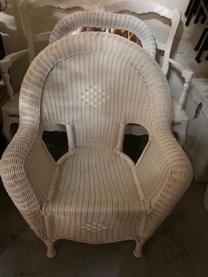 Wicker White Arm Chair