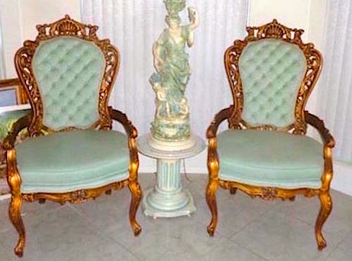 rococo armchairs mint with Gold