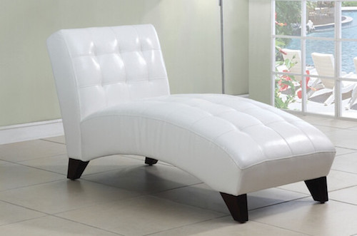 Modern Tufted Vinyl White Chaise