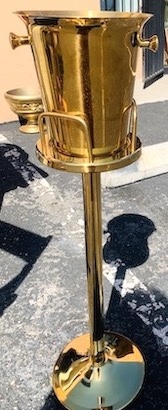 Gold Champagne Bucket with Stand, Carrying Handle & Guardrail