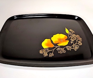 Vintage MCM Couroc Party Serving Tray / Black Phenolic