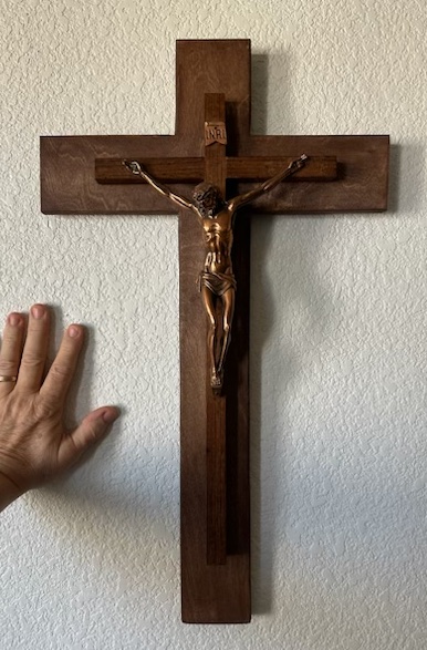 Wall Wood Cross with a Copper Crucifix