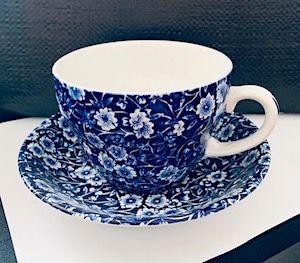 Vintage Blue Calico Breakfast Cup Set