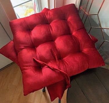 Deep Red Tufted Seat Cushions