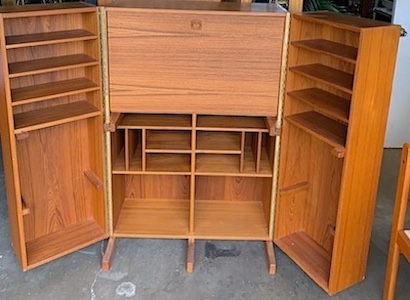 Mid Century Danish Modern Hide-Away Desk Cabinet