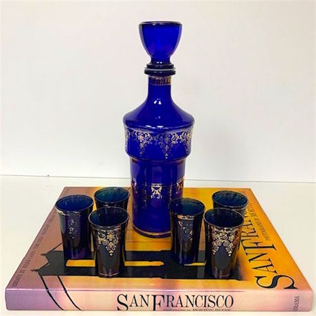 Cobalt and Silver Decanter Set