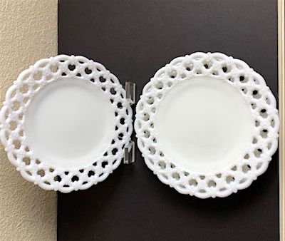 Westmoreland Milk Glass Forget-Me-Not Dessert Plates