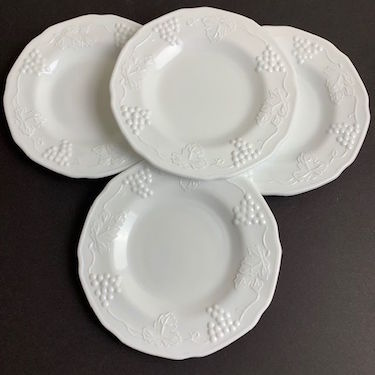 Milk Glass Paneled Grapes Saucers