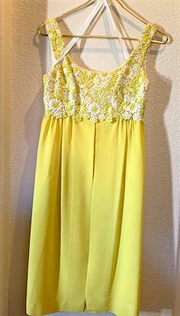 Vintage 1960s IMagnin Yellow Empire Mini Dress